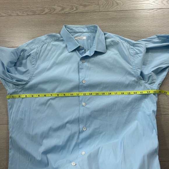 Valentino Blue Cotton Button Up Dress Solid Shirt - Picture 10 of 10